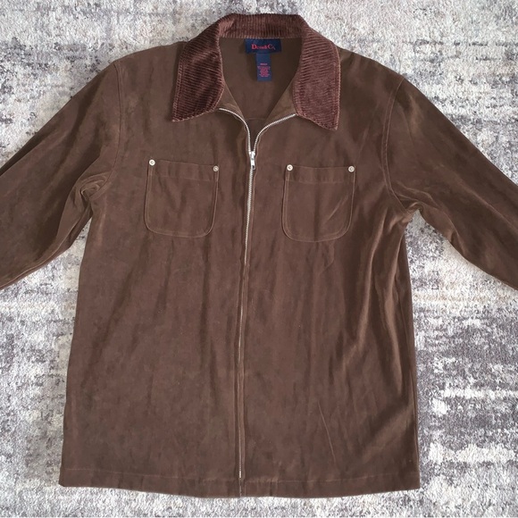 Denim&Co Brown Lightweight Zip-Up Jacket with Corduroy Collar - Picture 2 of 4
